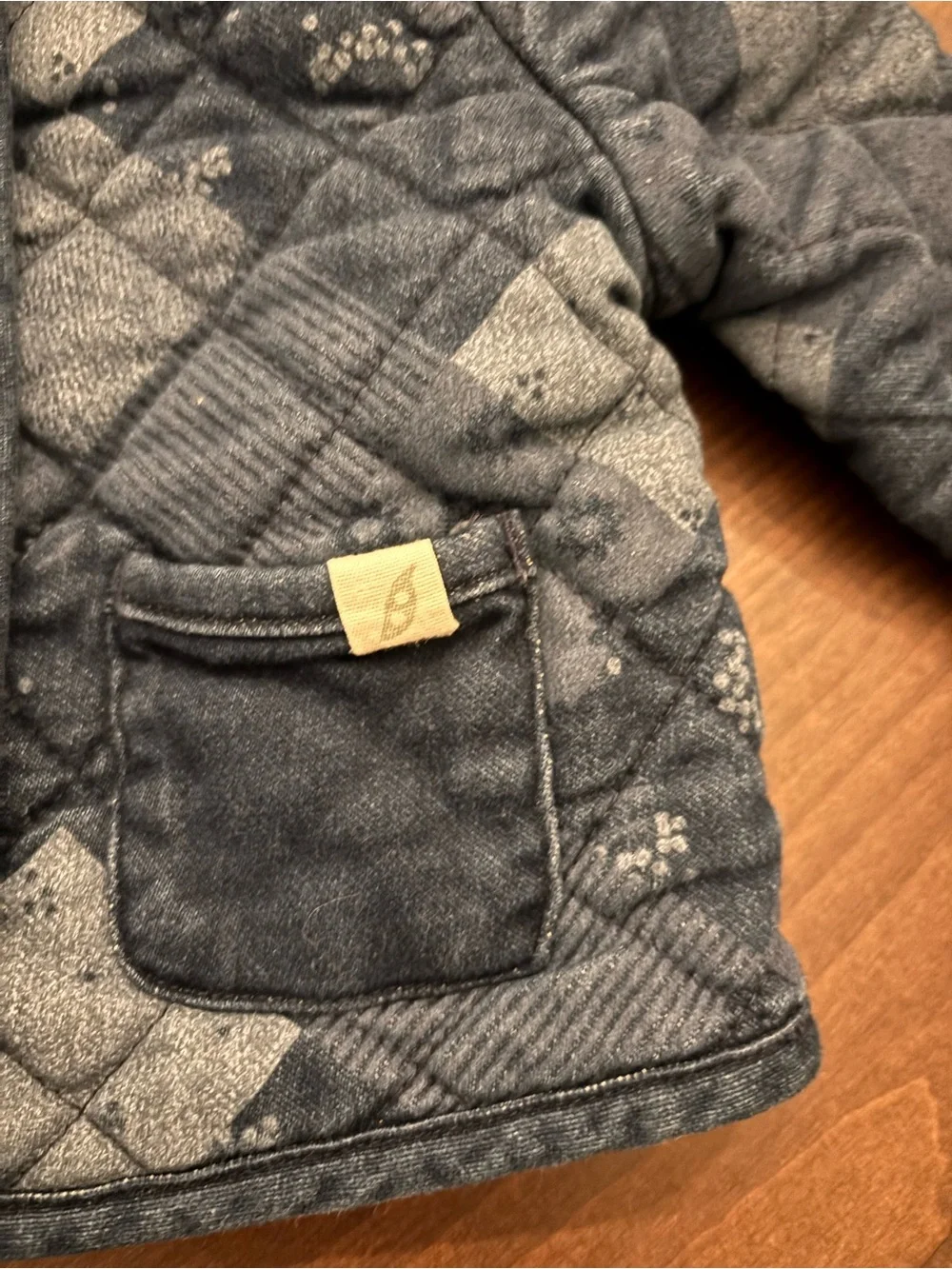 Quilted Navy Cotton Jacket with Button Front